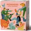 Monikers: More Monikers game by Palm Court, featuring colorful illustrations of people and animals engaging in playful activities, showcasing vibrant artwork on the box.