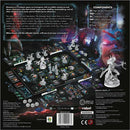 The Nemesis board game by Rebel is displayed, featuring a richly detailed game board filled with vibrant illustrations, various game components including high-quality miniatures, cards, and tiles. The setup highlights a science-fiction horror theme, showcasing intricate game pieces and overall gameplay layout oriented for strategic collaboration and betrayal among players. It is designed for 1-5 players and promises a thrilling survival experience.