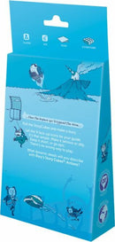 A vibrant blue box for Rory's Story Cubes Actions by Zygomatic, featuring playful illustrations of characters and actions. The packaging displays instructions on how to use the cubes to create stories, indicating it is suitable for players aged 6 and up. The design exudes fun and creativity, appealing to families and game enthusiasts.