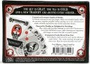 The game 'Gloom' by Atlas Games features a darkly whimsical design with transparent cards meant for strategic play. The back of the box shows various character cards and instructions, emphasizing a unique gameplay experience where players can cause their family members to meet unfortunate fates. The artwork is reminiscent of gothic storytelling, suitable for fans of quirky, strategy-based games.