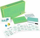 The Chameleon game by Big Potato Games displayed in its colorful box. The image shows game components including identity cards featuring categories like Movies, Fairy Tales, and Countries, a green board, dice, and a marker. The game's title 'You Are the Chameleon' is prominently featured on one of the cards, emphasizing the fun art of blending in and interactive gameplay.