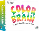 Color Brain board game by Big Potato Games. The colorful box features the title 'Color Brain' in a vibrant, dripping font, highlighting it is a game about colors. Designed for ages 12 and up with 2 to 20 players, this game encourages creativity and fun group interaction.