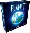 The box of the game "Planet" by Blue Orange U.S.A. features a vibrant depiction of Earth from space, showcasing colorful landscapes and ocean areas under a starry background. The game is designed for family-friendly fun, encouraging players to create their own planets.