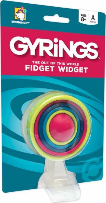 GYRiNGS by Brainwright is a colorful fidget widget designed for sensory stimulation and stress relief. The toy features concentric rings in vibrant colors that can be spun or manipulated to provide a satisfying tactile experience. Ideal for ages 8 and up, it promotes focus and can be used as a hands-on tool for relaxation or concentration.