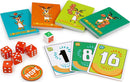 The Countaloupe game by Bananagrams features colorful cards, dice, and a fun character logo. The game comes with various numbered cards and gameplay elements, ideal for engaging family or friends in a lively counting challenge.