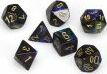 Lustrous shadow/gold polyhedral dice