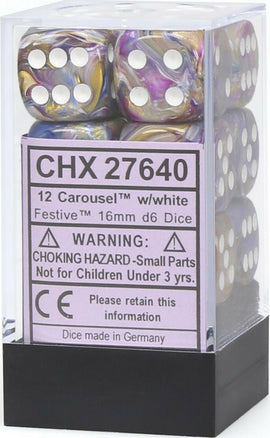 d6 Cube 16mm Festive Carousel with White