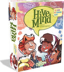 Hive Mind 2nd Edition board game designed by Richard Garfield. The colorful box features illustrations of excited players engaged in a fun, interactive game that emphasizes thinking alike. Eye-catching design includes vibrant colors and playful graphics, making it suitable for family gatherings and game nights.