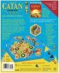 Catan: Seafarers board game by Catan Studios Inc, featuring colorful illustrations of an island map with hexagonal tiles, ships, and resources. The game includes details about gameplay and components on the back cover.