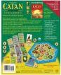 Product image of the Catan: Cities & Knights board game by Asmodee. The back of the box features colorful graphics, showcasing game components like the game board, resource cards, and built city structures. Key features and rules of the game are highlighted in vibrant text, appealing to strategy game enthusiasts.