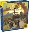 Catan Histories: Settlers of America - Trails to Rails board game box featuring artwork of a bustling American landscape with settlers, trains, and mountains in the background.