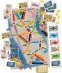 Ticket to Ride: New York board game by Days of Wonder, featuring a colorful map of New York City with train routes, destination cards, and game pieces scattered around.