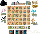 Five Tribes: The Djinns of Naqala board game by Days of Wonder. The game includes colorful player pieces, cards, and various tokens arranged on a decorative game board. Players navigate the board, strategically using resources and abilities to gain points and influence.