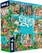 The Cities game by Devir features a vibrant and colorful box cover showcasing various famous city landmarks and scenic views, perfect for travel enthusiasts and gamers alike. The artwork includes intricate illustrations of buildings, iconic structures, and lush landscapes, inviting players to immerse themselves in urban exploration.