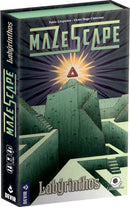 Mazescape: Labýrinthos is a captivating board game by Devir Games. The box features an intricate design of a maze with green and gray tones, highlighted by a glowing central symbol. Perfect for puzzle enthusiasts and strategy gamers alike.