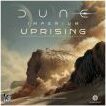 Dune Imperium: Uprising Expans game box featuring a dramatic landscape with rocky formations and desert scenery, showcasing the title in a futuristic font.