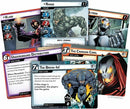 Marvel Champions LCG: Core Set card game featuring various character and scheme cards including Klaw, Rhino, Ultron, and others. Each card displays colorful artwork and essential game information, setting the stage for a dynamic strategic gameplay experience.