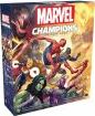 Marvel Champions LCG Core Set box featuring iconic Marvel superheroes like Spider-Man, Iron Man, and Black Widow battling against various villains. The colorful artwork depicts action-packed scenes, inviting players to immerse themselves in cooperative gameplay.