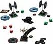 Star Wars X-Wing Core Set from Fantasy Flight Games featuring miniature starfighter models including X-Wing and TIE Fighters, along with game tokens and dice for strategic gameplay.