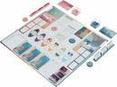 Fog of Love board game by Hush Hush Projects USA. The colorful game board features various action areas, character cards, tokens, and game pieces, designed for interactive storytelling and relationship-building experiences.