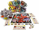 The Shadow Planet game by Galakta features an intricate game board with colorful circular zones, various character cards displaying unique artwork, and detailed game pieces. The set includes rules cards, tokens, and objectives, perfect for strategy enthusiasts.