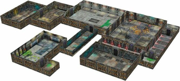 Tenfold Dungeon: Daedalus Station game by Gale Force 9, featuring intricately designed modular rooms, corridors, and thematic decorations for immersive gameplay.