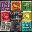 The Shifting Stones game by Gamewright features an intricate design of nine colorful squares, each displaying unique geometric patterns and symbols. The centerpiece boldly states 'Shifting Stones', inviting players into a world of strategy and fun. The vibrant colors and detailed illustrations create an engaging visual appeal for game enthusiasts.