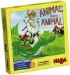 Animal Upon Animal game by HABA features vibrant artwork on the box, depicting various animals stacked on top of each other. The colorful design appeals to children and family game lovers, making it a fun and engaging choice for playtime.