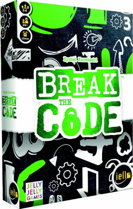 Break the Code is an engaging game by Iello designed for 2-4 players aged 10 and up. The game comes in a colorful box featuring vibrant illustrations and symbols on a black background, highlighting its exciting and mysterious theme. Players work together to crack codes within 15 minutes for an exhilarating experience.