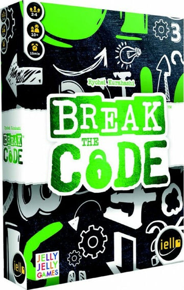 Break the Code is an engaging game by Iello designed for 2-4 players aged 10 and up. The game comes in a colorful box featuring vibrant illustrations and symbols on a black background, highlighting its exciting and mysterious theme. Players work together to crack codes within 15 minutes for an exhilarating experience.