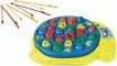 Let's Go Fishin' game by Pressman Toy Corp featuring a colorful, interactive board shaped like a turtle with multiple fish scattered on it and magnetic fishing rods for players to catch the fish. The game encourages hand-eye coordination and is suitable for kids and families.