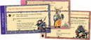 Three cards from the Root: Underworld Hierlings Pac game by Leder Games, featuring game setup instructions and character illustrations. The cards include detailed rules for placing Spy warriors and battling, illustrated with colorful characters like a crowned deer and a clever raven.