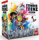 Zombie Teenz Evolution game by Iello features colorful illustrations of diverse zombie teen characters. The box showcases fun, vibrant artwork highlighting the game's playful and engaging theme, designed for ages 14 and up, emphasizing teamwork and strategy.