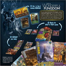 It's a Wonderful Kingdom game by Lucky Duck Games. The image showcases game components including modules, boards, cards, and tokens, illustrating how to play. It highlights strategies like mastering the Split & Trap system and developing your duchy. The game promises immersive gameplay as players vie for the throne.