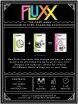 An image showcasing the game 'Fluxx' by Looney Labs, featuring colorful card designs and game instructions on a black background. The card art includes whimsical illustrations and text that highlight the unique, ever-changing rules of Fluxx. Perfect for players who enjoy strategic and unpredictable gameplay.