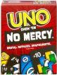 Uno Show 'em No Mercy card game by Mattel, featuring colorful cards and an eye-catching red box. Perfect for family game nights and gatherings, this version emphasizes competitive gameplay.