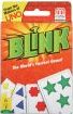 Blink by Mattel is a fast-paced card game featuring colorful cards with shapes and symbols. The packaging prominently displays the title 'BLINK' in vibrant green text on an eye-catching orange background, making it appealing and easy to recognize.