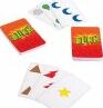 A vibrant game set titled 'Blink' by Mattel, featuring a collection of colorful cards. The cards showcase various shapes and colors, including red, green, and blue designs, inviting players to engage in fast-paced gameplay. The packaging highlights the exciting nature of this card game, perfect for family and friends.
