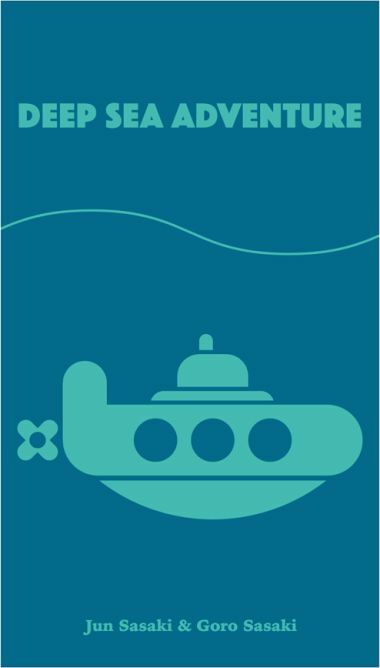 Deep Sea Adventure game cover featuring a minimalist illustration of a submarine in a greenish-blue background. The title is bold and centered at the top, emphasizing excitement for underwater exploration.