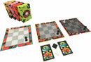That Time You Killed Me game by PANDASAURUS GAMES displayed on a white background. It features multiple colorful game boards, pieces in various positions, and unique cards. The game emphasizes strategic and clever gameplay mechanics, perfect for engaging family and friends.