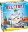 Helsinki board game box by Queen Games, featuring vibrant illustrations of iconic landmarks including the Helsinki Cathedral. The colorful design evokes a sense of fun and exploration, making it appealing for game enthusiasts and families.
