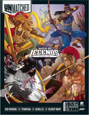 Unmatched: Battle of Legends Vol. 2 game box featuring four legendary characters: Sun Wukong, Yennenga, Achilles, and Bloody Mary engaged in an epic battle. The vibrant artwork showcases their unique poses and weapons in a fantasy setting.