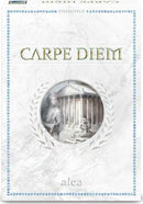 Carpe Diem board game by Ravensburger. The game box features elegant marble designs with a circular illustration depicting a classical structure and a statue, emphasizing the game's thematic connection to Roman history and strategy gameplay.