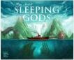 The board game "Sleeping Gods" by RED RAVEN GAMES features a stunning cover illustration showcasing a ship sailing through mystical waters surrounded by lush islands and fantastical creatures under a vibrant sky. The title "Sleeping Gods" is prominently displayed at the top in an eye-catching font, inviting players into an epic adventure.