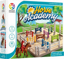 Horse Academy by Smart Toys & Games is a mechanical puzzle designed for one player, featuring a colorful arena with various obstacles and a horse and rider figure. Ideal for ages 7 and up, it offers 80 unique challenges where players must create a path to successfully navigate the course.