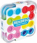 Reverso fidget puzzle by Smart Toys & Games, showcasing a colorful design with an array of spinning elements in shades of pink, blue, green, yellow, and red, packaged in a transparent box, ideal for enhancing focus and dexterity.