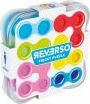 Reverso by Smart Toys & Games is a colorful mechanical puzzle featuring vibrant pegs in various shapes and colors arranged in a compact case. The puzzle encourages spatial reasoning and problem-solving skills.