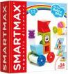 SMARTMAX My First Build & Drive set, featuring colorful magnetic pieces designed for young children to create a fun train structure. The box includes various shapes in bright colors like red, blue, yellow, and green, encouraging creativity and motor skills development. Suitable for toddlers aged 1 and up, promoting imaginative play and hands-on learning.