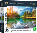 A beautifully illustrated jigsaw puzzle featuring a scenic view of Hintersee Lake in Germany, surrounded by majestic mountains and lush trees. This representation captures the serene and natural beauty of the Alps, making it a perfect choice for puzzle enthusiasts and nature lovers alike.