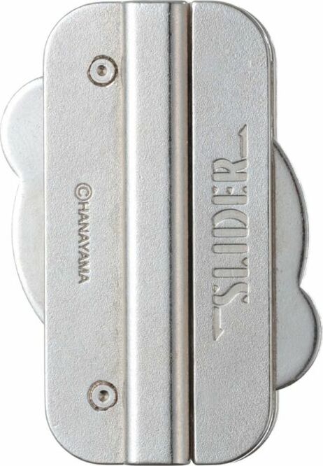 The Cast Slider by Hanayama is a high-quality mechanical puzzle featuring a sleek, silver metallic design with engraved details. The puzzle offers a unique challenge as players manipulate its components to solve it. Perfect for puzzle enthusiasts looking for a brain-teasing experience.